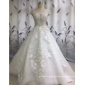 Guangzhou White Sleeveless Embroidered Tulle Design Ball Gown Wedding Dress